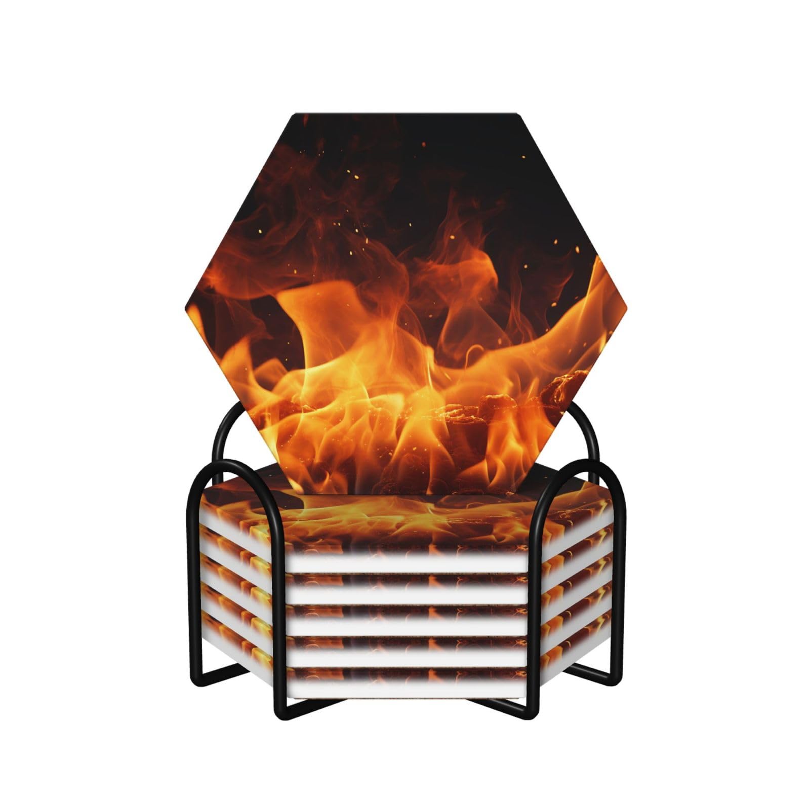 Dessous de verre céramique motif feu dansant pour sublimer vos apéritifs entre amis