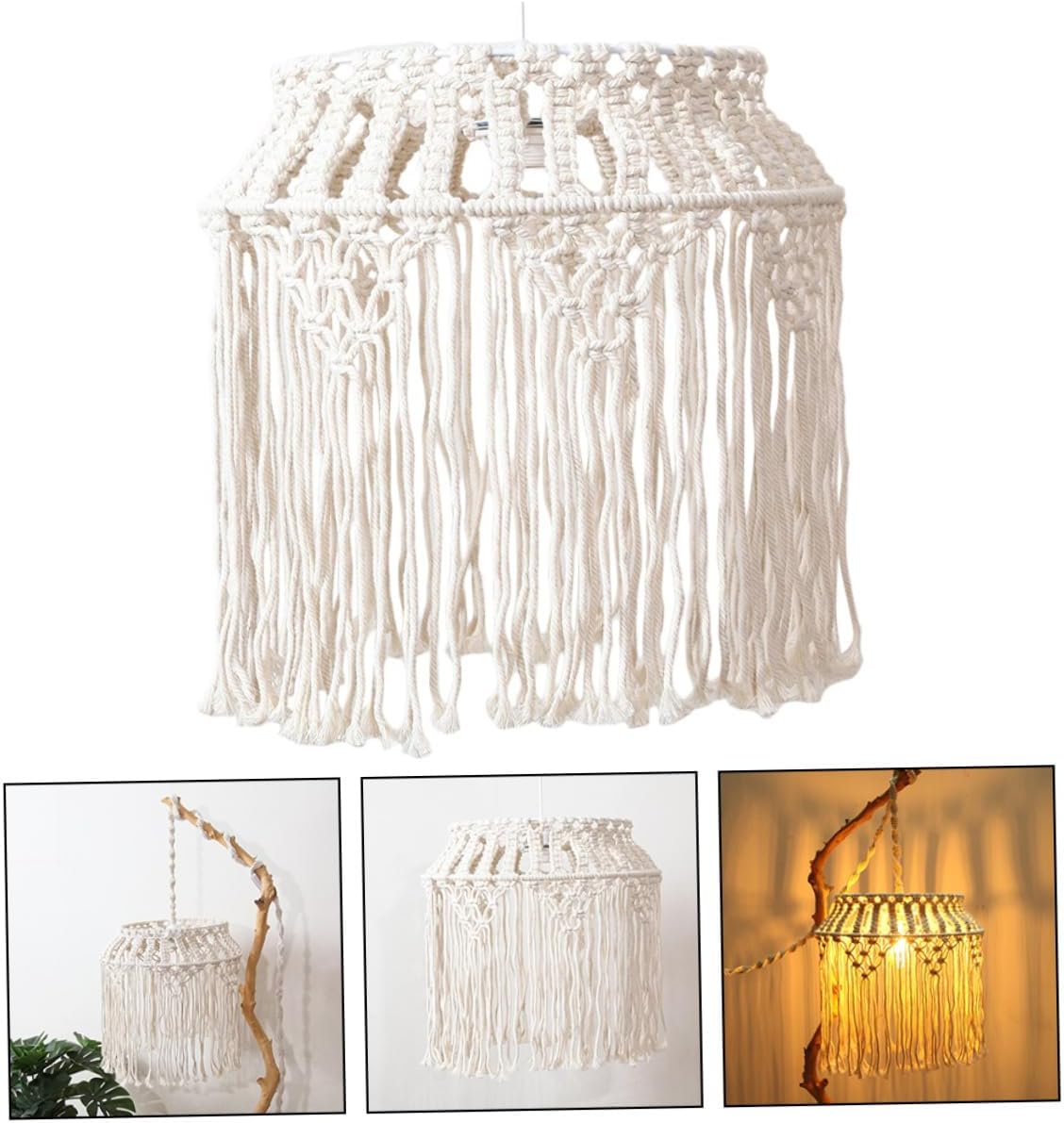Gadpiparty Woven Macrame Lamp Shade for Home Creative Bohemian Pendant Light Cover for Living Room Bedroom and Dining Spaces Easy to Install and Stylish Design