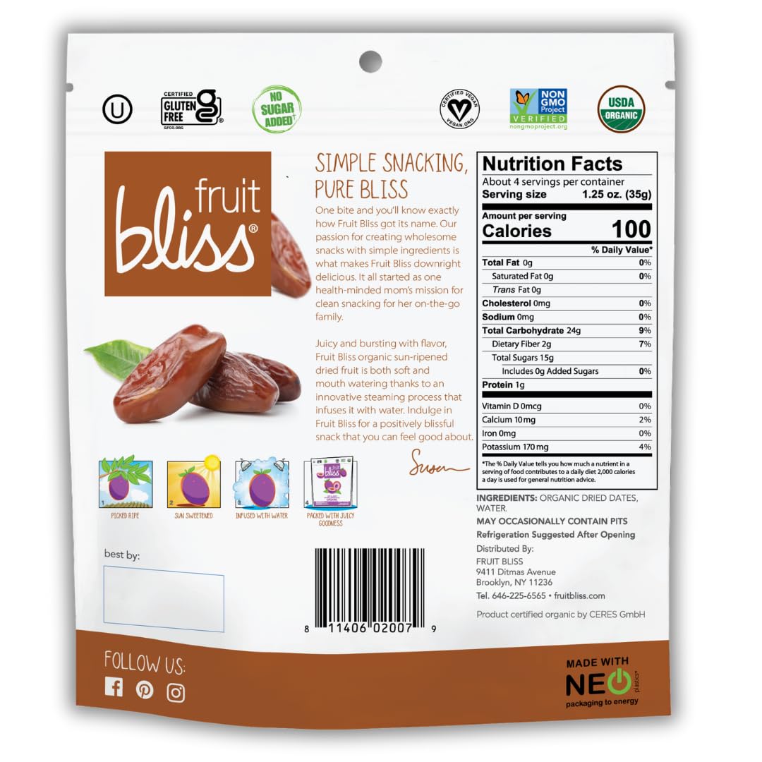 Fruit Bliss Organic Deglet Nour Dates, 5 Ounce - 6 per case.