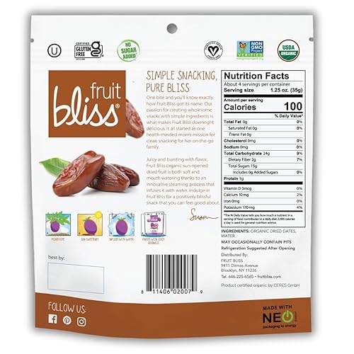 Miniatura 2 de Fruit Bliss Organic Deglet Nour Dates, 5 onzas - 6 por caja.