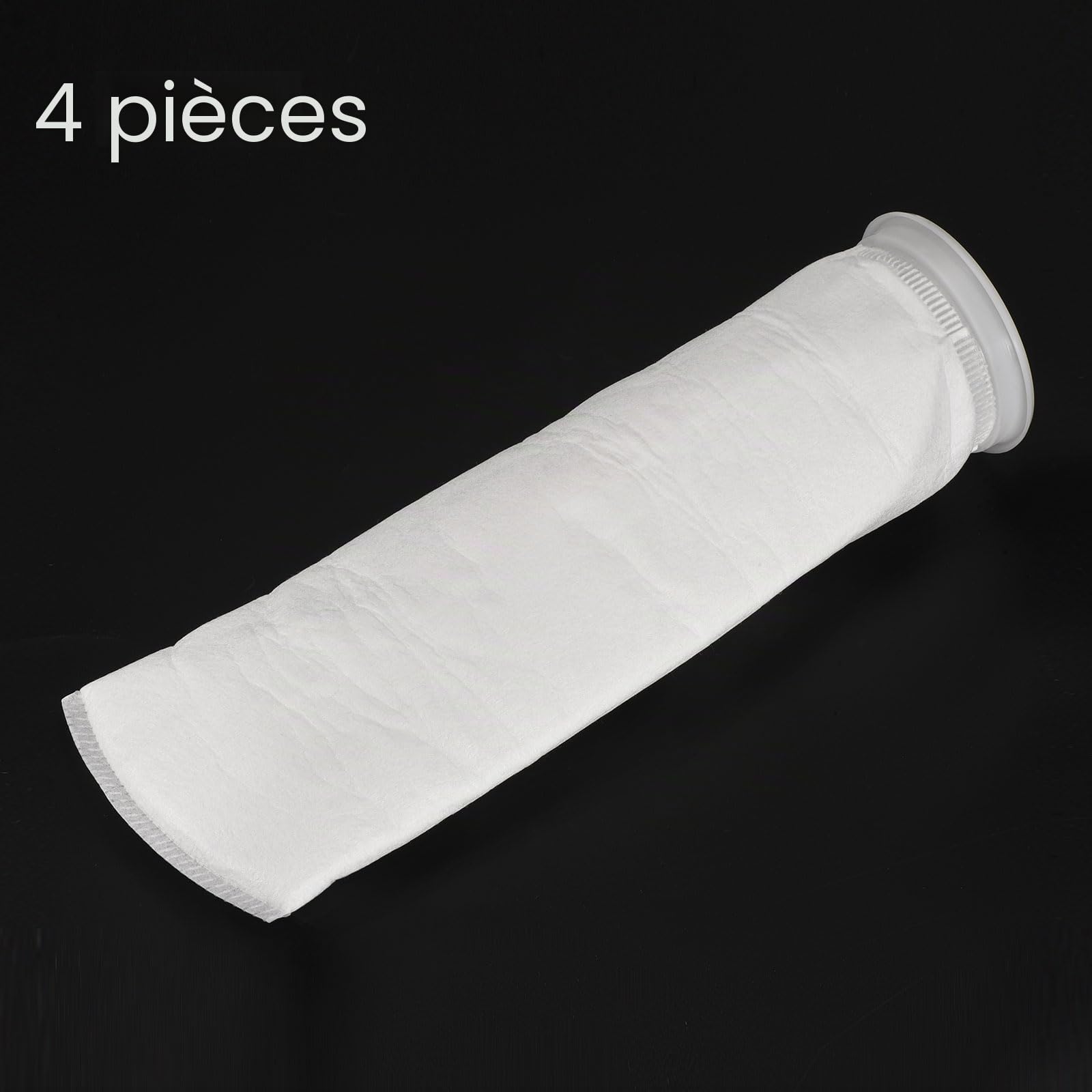 PATIKIL 4 Pouce Anneau Filtre Chaussettes 5 Micron, 4 Paquet Maille Sacs Piscine Écumoire Panier, Blanc