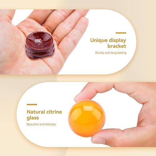 Miniatura 5 de Bola de esfera de cristal citrino natural de 1.57 pulgadas, Feng Shui, esfera transparente natural de cuarzo citrino con soporte para riqueza y