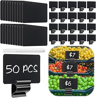 50 Pcs Black Sign Hold Clip, Plastic Food Label Holder Buffet Price Tag Sign Holder for Business, Store, Supermarket