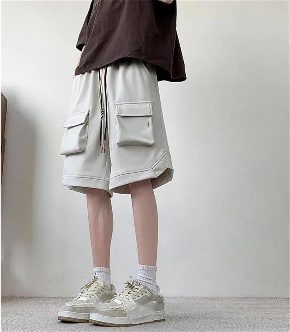 Men Summer Ice Silk Loose Fit Panel Shorts