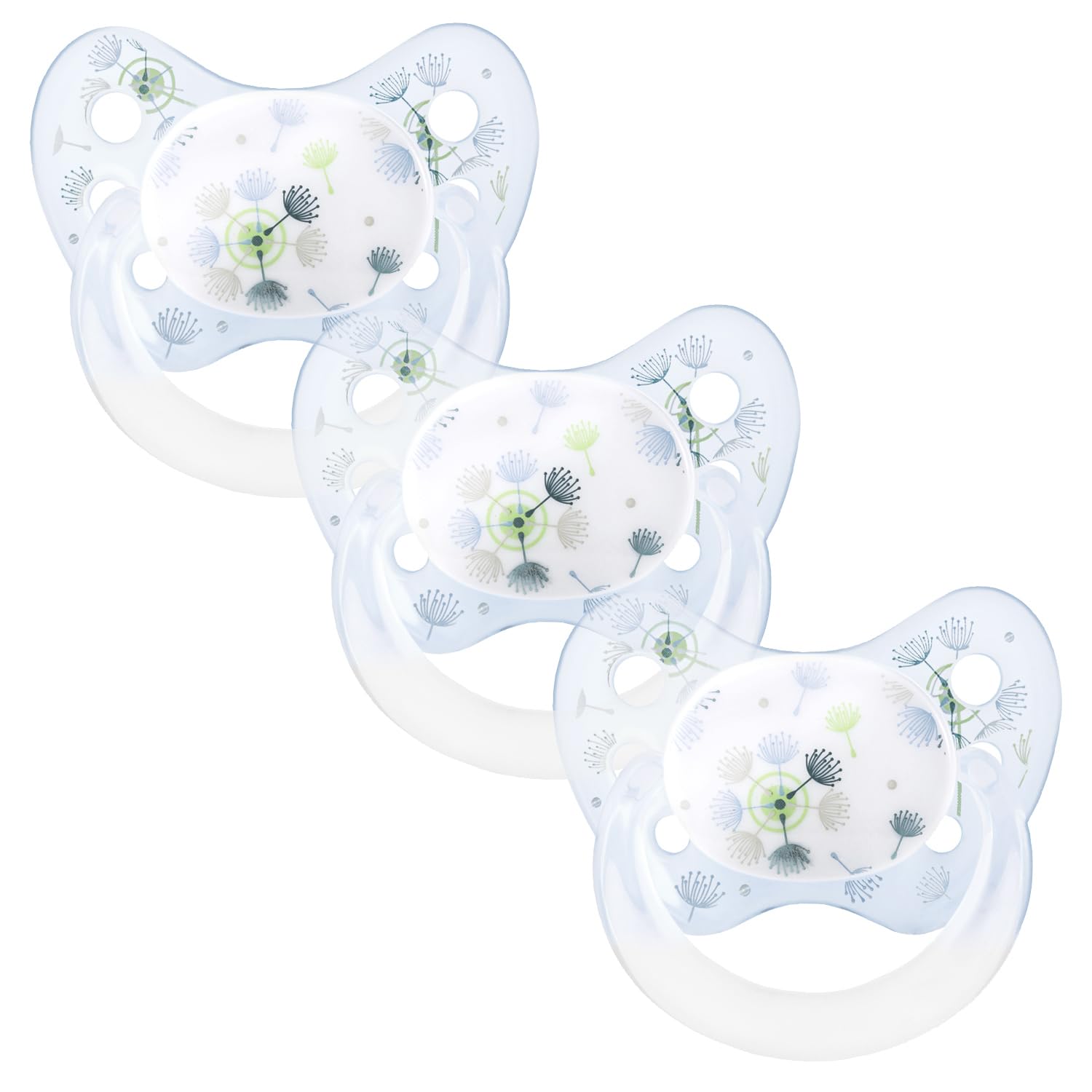 Dentistar® Silikon Schnuller 3er-Set – Größe 1 Schnuller 0-6 Monate – Zahn- & kieferfreundlicher Nuckel mit Dental-Stufe – BPA-frei – Made in Germany - Pusteblume