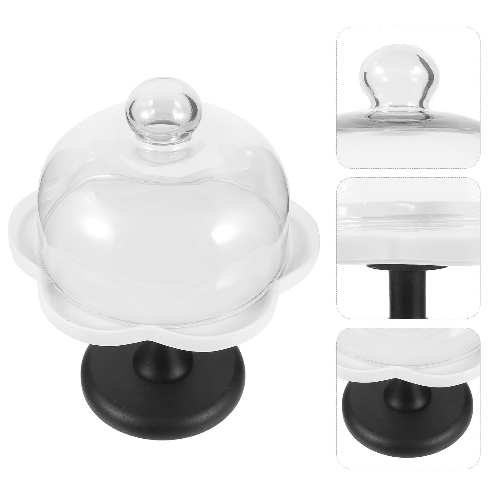Soporte Alto de Cerámica y Vidrio para Cupcakes y Snacks con Cúpula