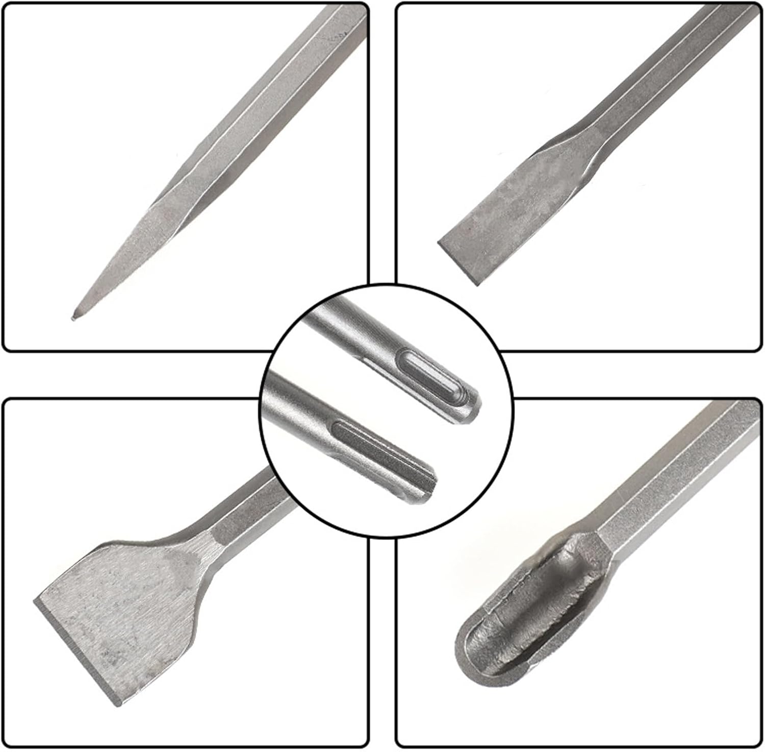 3/4Pcs Chisels Set Electric Hammer Drill Bit Point Grooved Flat Chisels Hand Tool for Concrete Brick Wall Rock Accessories Professional Construction