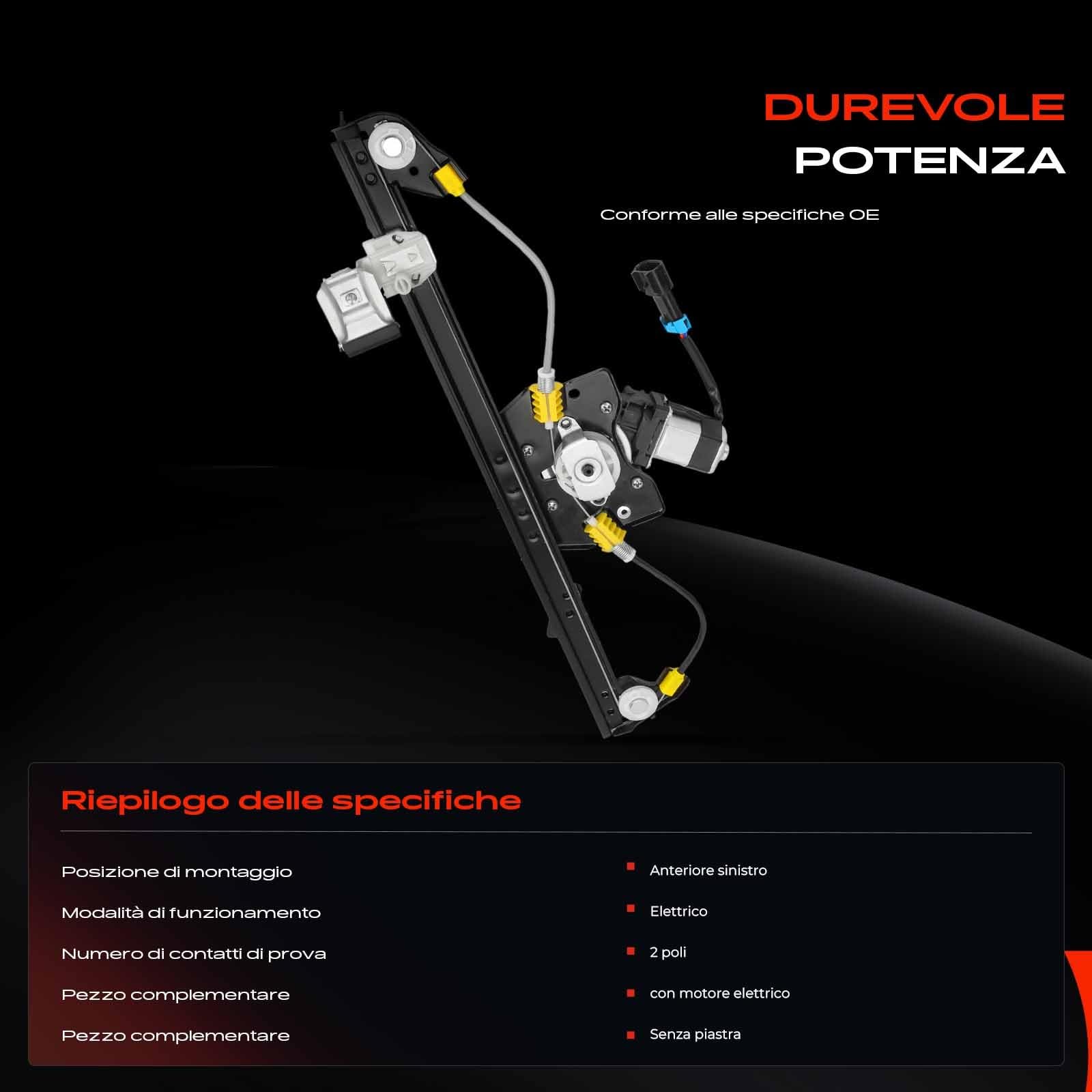 Frankberg Alzacristallo Meccanismo alzacristallo Elettrico con Motore 2-Poli Anteriore sinistro senza piastra 2/3 porte Compatibile con KA RU8 2008-2016 Replace# 1749890, 1542436