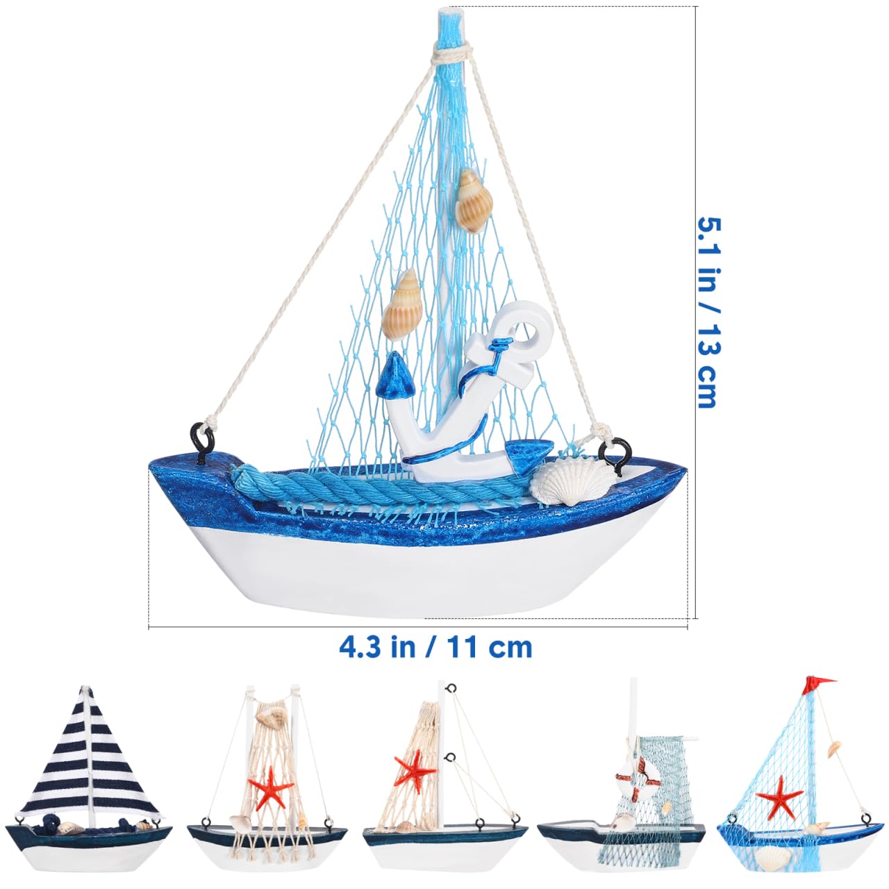 Cabilock 6 Stück Holz Segelboot Modell Mediterrane Tischdeko Kleine Bootsornamente Für Wohnzimmer Schlafzimmer Büro Nautische Dekoration