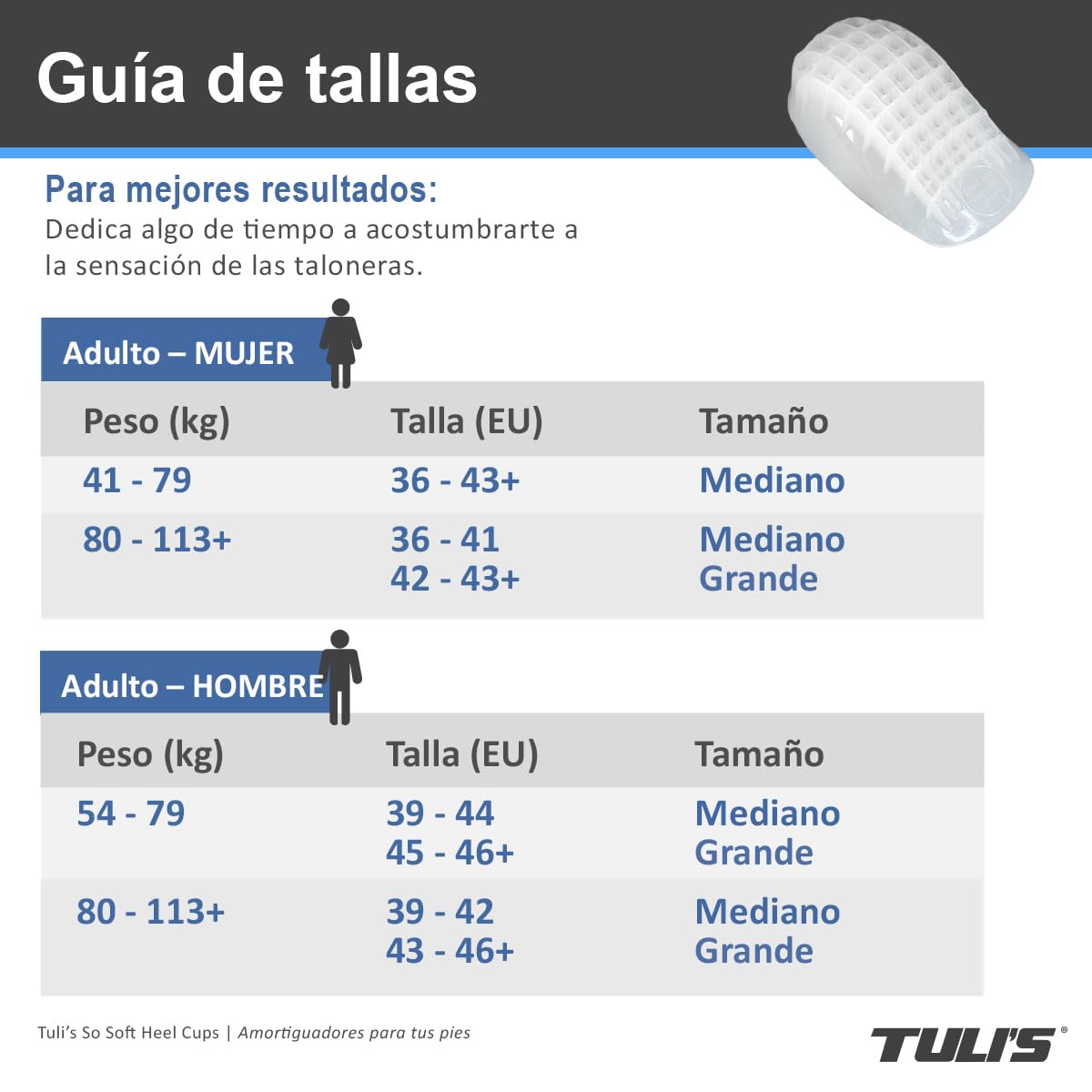 Tuli's So Soft Heavy Duty – Taloneras de Gel – Alivio Amortiguado para la Fascitis Plantar, la Enfermedad de Sever y el Dolor de Talón, 1 Par, Mediano