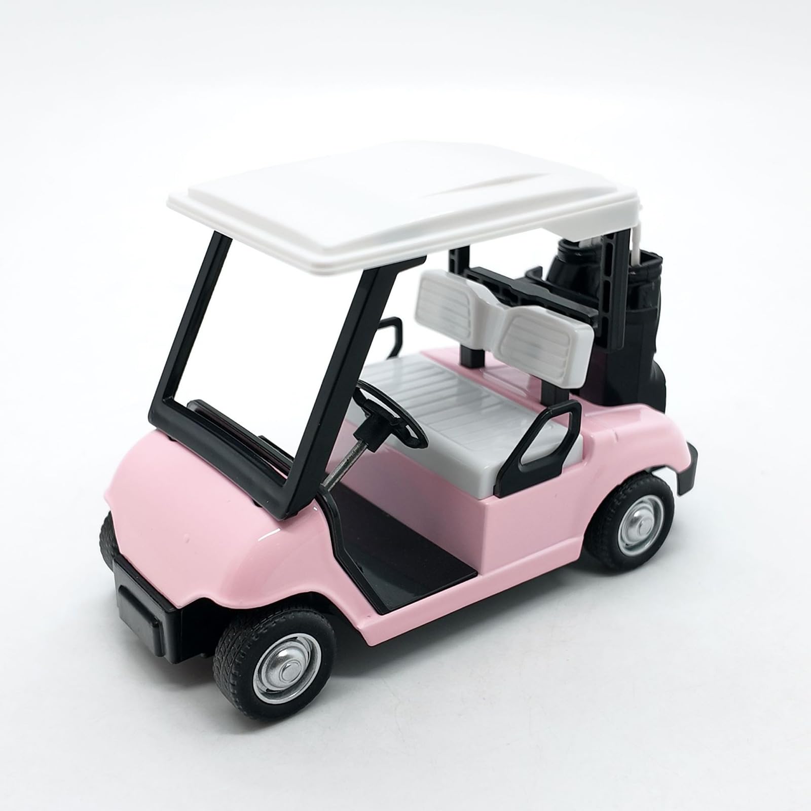 NPLSEO Diecast Golf Carts Toy, Golf Cart Decoration Model Miniature Golfs Buggy Elegant Desk Ornament, Miniature Gifts Kids Car Toy Friction Powered Golfs Cart Ornament Scale Toys (Pink)