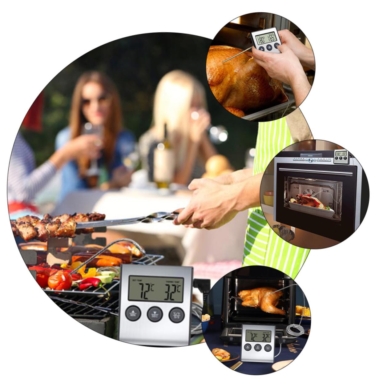 Amosfun 2juegos Termómetro De Cocina Digital De Inoxidable Lectura Instantánea Para Barbacoa y Carnes Pantalla y Clara Para Amantes Cocina