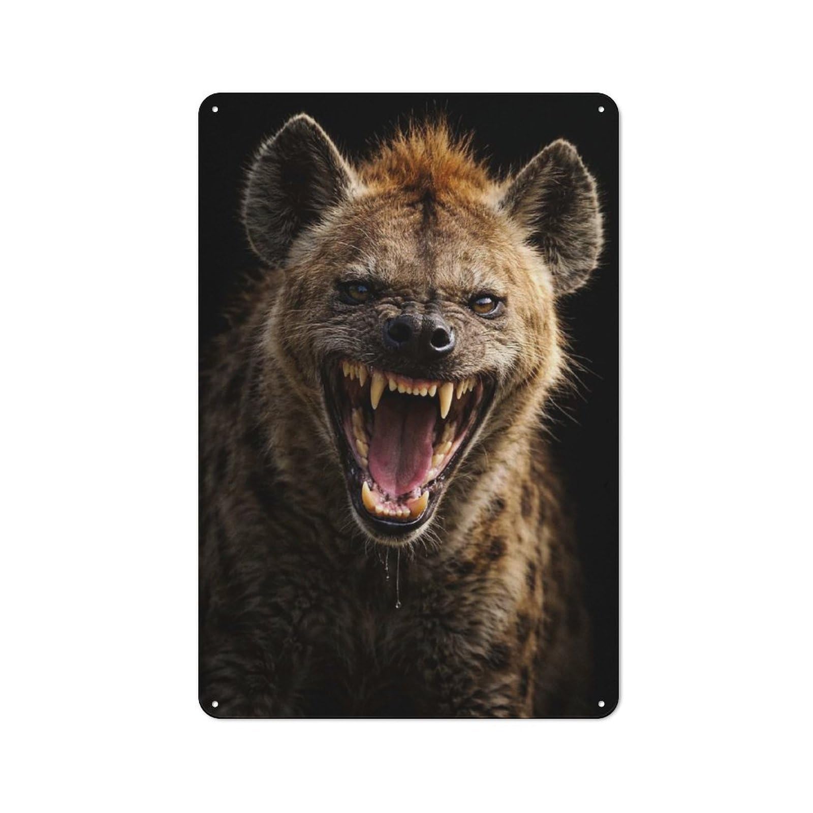 Junmoney Style-11 For Lounge Or Reading Corner, Aggressive Hyena Snarling Vintage Metal Sign 30X20cm, For Collectors Decorating Lounges And Reading Corners