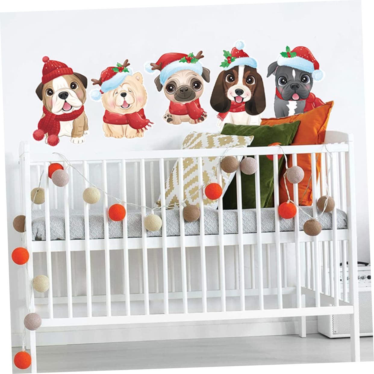 Gatuida 5 Fogli Adesivi Ornamenti Natività Per Albero Di Natale Adesivi Murali Ghirlanda Cartone Animato Cane Natale Finestra Decalcomania Decorazione Finestra Creativo Iridescente