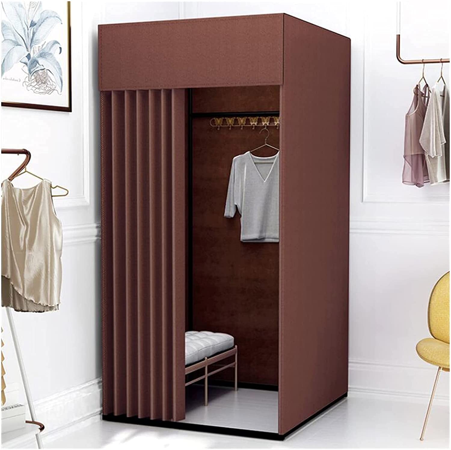 Cabine d'essayage au sol mobile rideaux coton lin pour centre commercial