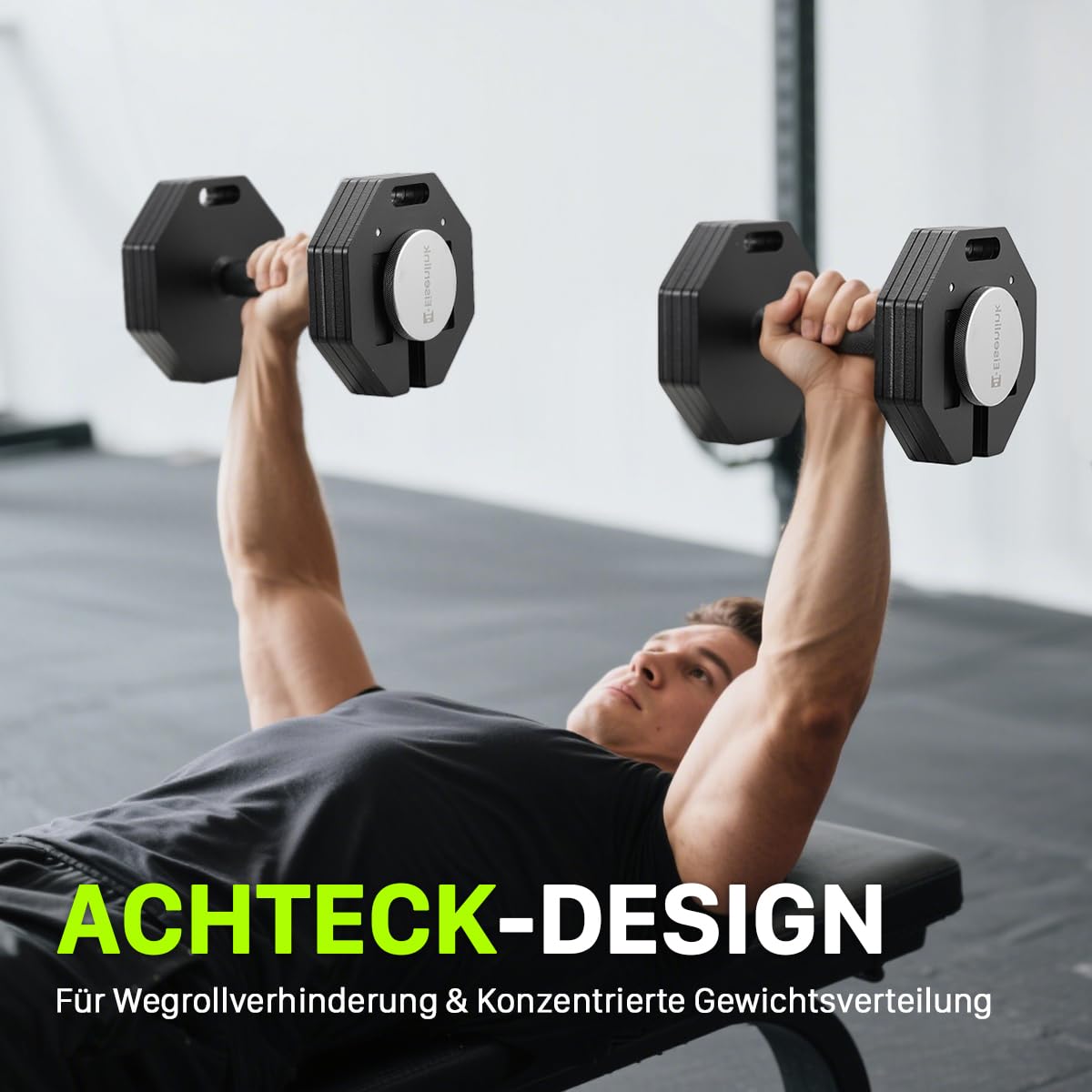 Eisenlink Verstellbare Achteckige Kurzhantel 1 Stück 20kg 36kg | Innovative Ultrakompakte Einstellbare Stahl Hantel mit Anti-Rutsch-Griff Fitness Gym Zuhause