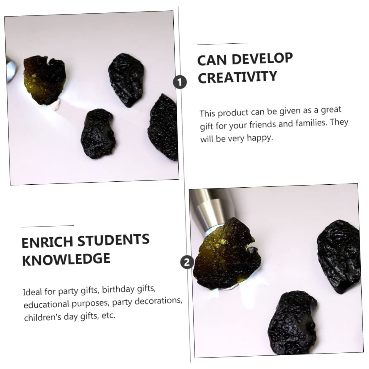VANZACK Educational Meteorite Pendant Set 4pcs Unique Meteorite Specimens for Teaching Display