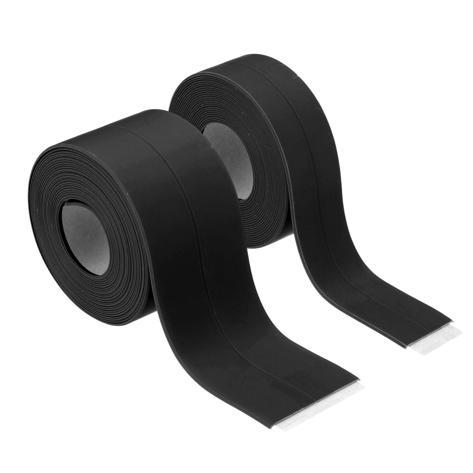 sourcing map 2 Rolls Caulk Tape Waterproof Self-Adhesive, Sealant Caulk Strip for Bathroom Bathtub Toilet Kitchen Countertop Floor Wall Edge Protector, Black, 0.9"x10.5ft, 1.5"x10.5ft