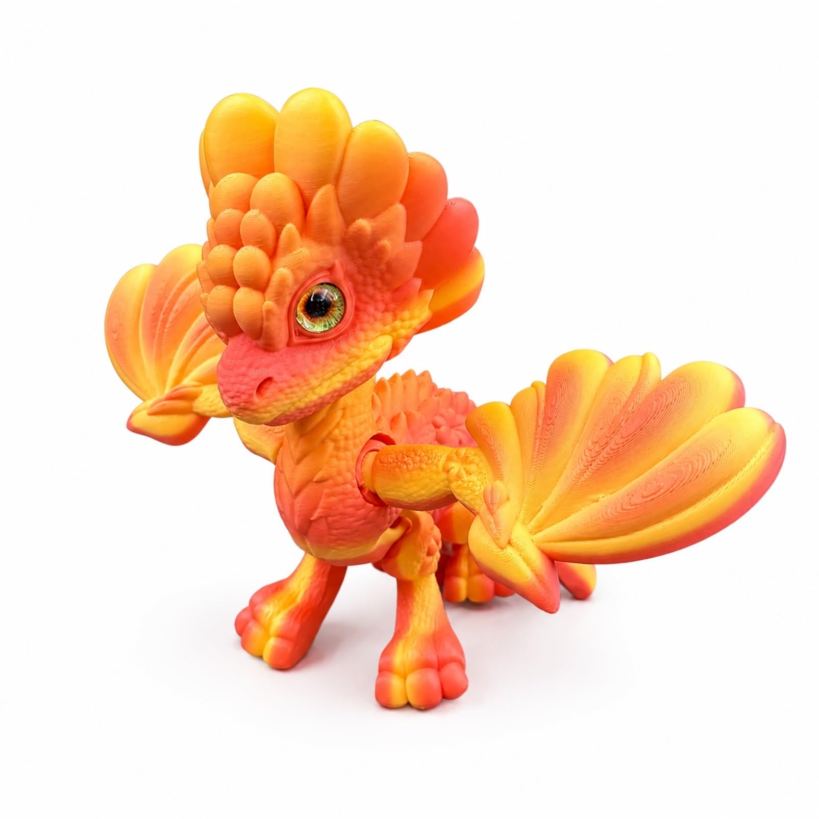 CASOME 3D Printed Articulated Winged Dragon Figurine, Movable Fantasy Dragon Decor With Realistic Eyes, Poseable Display Ornament For Desk, Shelf & Collection(H)