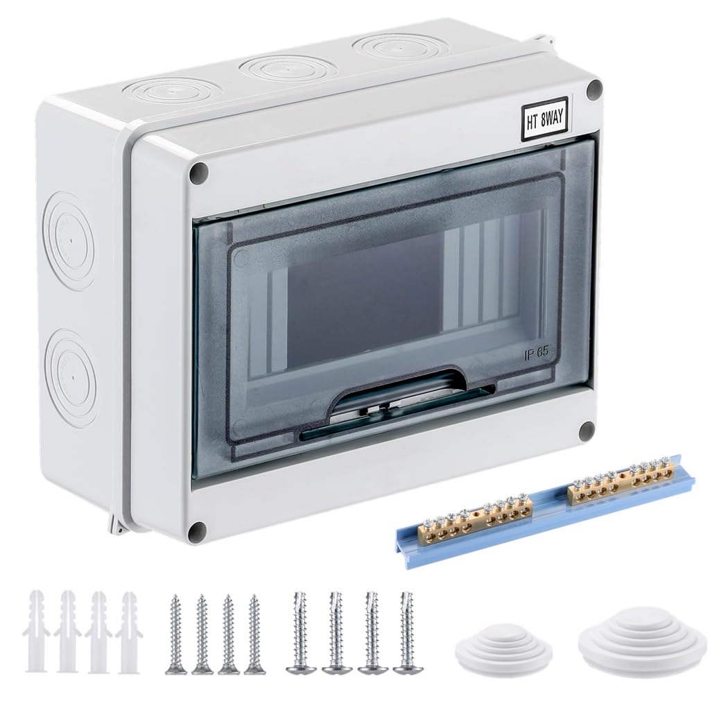 Verteilerkasten, Aufputz-ABS-Kunststoff-Elektrobox, IP65 wasserdicht und staubdicht, Gehäuse für Innen- und Außenbereich, passend für Sicherungsautomaten und Elektronik