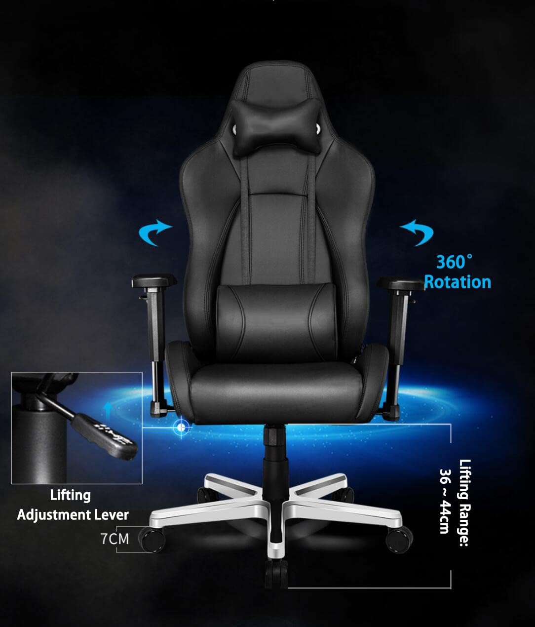 Racing-Style Gaming Chair, Ergonomic High-Back Swivel Computer Chair, Executive Leather Desk Chair with Headrest and Lumbar Support, Perfect for E-Sports and Commemorative Occasions