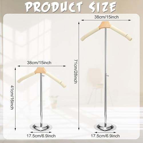 Miniatura 8 de Soaoo 2 piezas de exhibición de camisetas ajustables Soporte flexible de hombro beige Soporte de percha portátil colgante de ropa estante de