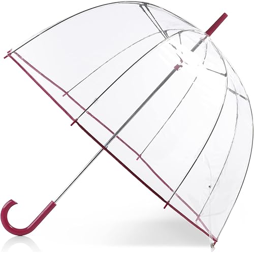 Totes Adult Clear Bubble Umbrella with Dome Canopy and Lightweight Wind and Rain Protection