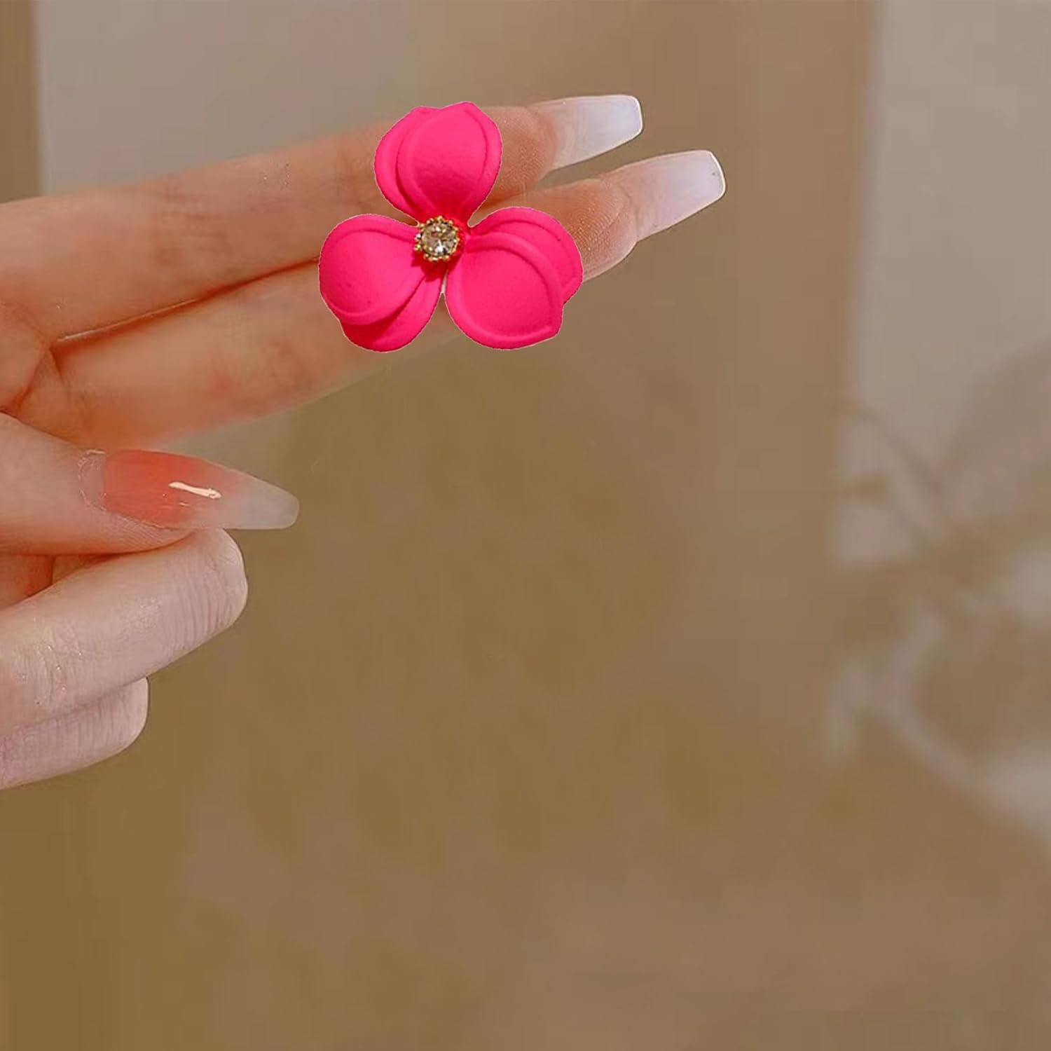 Anmpab Forest Three Petal Flower Stud Earrings for Women Diamond Floral Flower Earrings Statement Jewelry - Image 6