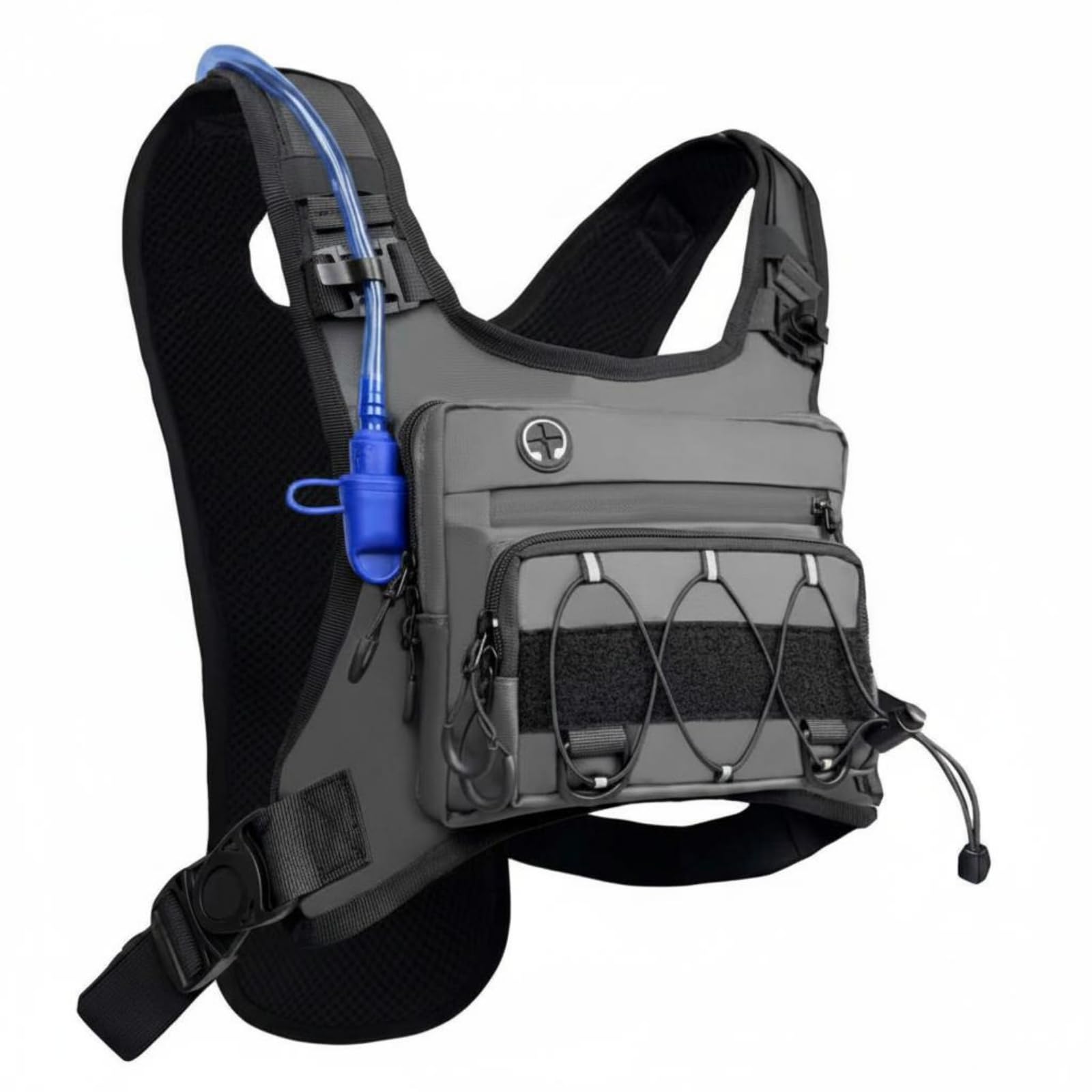 Breathable Mesh Hydration Vest Backpack Wide Shoulder Straps Running Vest Backpack Streamlined Running Hydration Pack Reinforced Trim, Gray | Sporting Goods | Outdoor Sports-image-5
