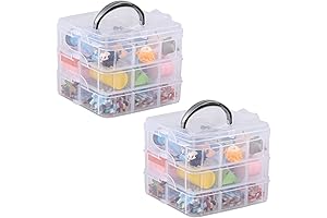 YESDATE 2 Pack Clear Plastic Craft Storage Containers
