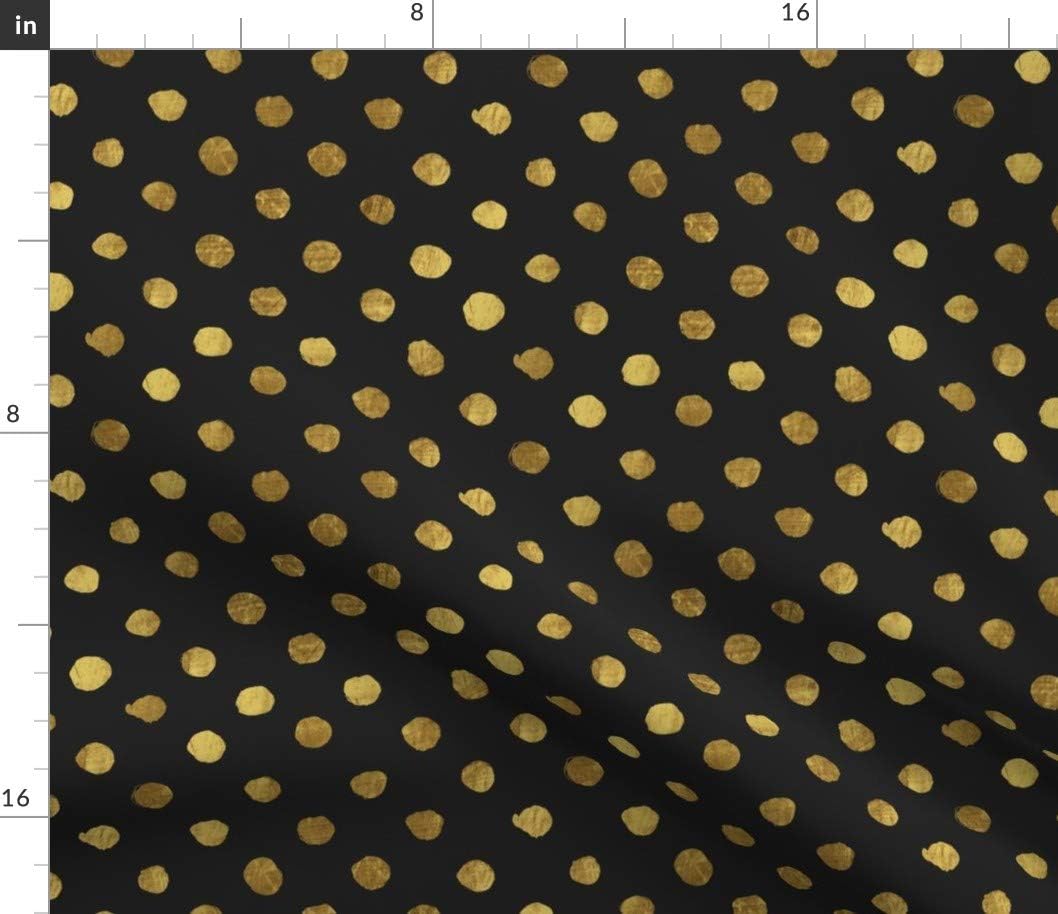 Spoonflower Fabric - Dots Gold Black Modern Nursery Spots Printed on Petal Signature Cotton Fabric by The Yard - Sewing Quilting Apparel Crafts Decor