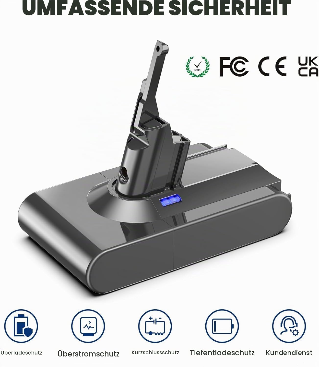 8000mAh V8 Ersatzakku für Dyson V8 Akku Li-Ionen Batterie für Dyson Animal Absolute Fluffy Motorhead Vakuum Handstaubsauger 215681 967834 05