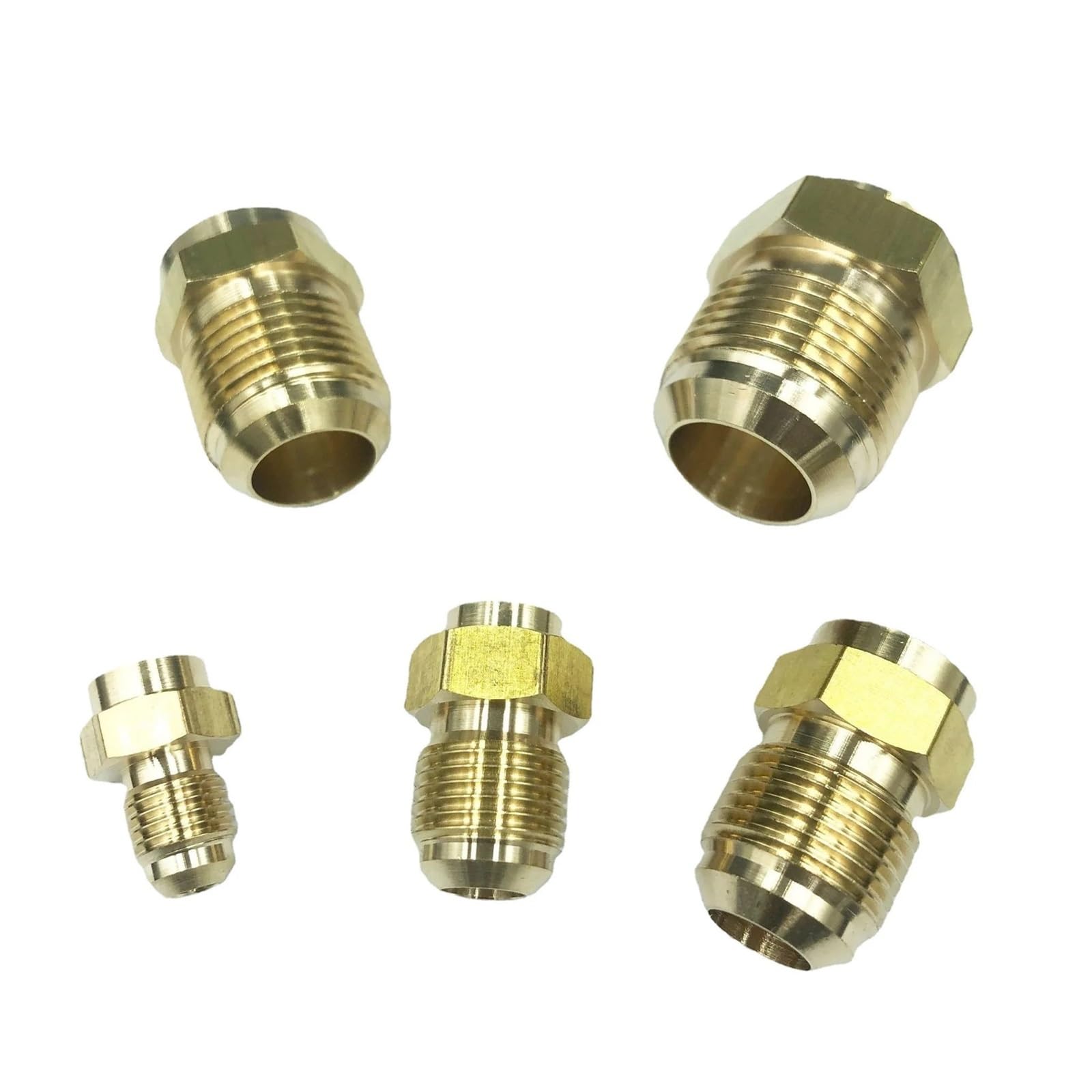 45 Degree SAE 1/4" 3/8" 1/2" 3/4" Flare Turn to End Feed Tube Coupling Brass Pipe Fitting Adapeter Water Gas Air Conditioner(9.52mm)