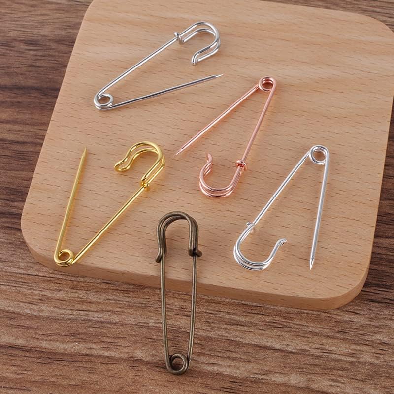 Large Safety pins， 20pcs 100mm Large Size Brooch Pins Base Bronze Gold Color Pin Clips Setting for Jewelry Making Wedding DIY Christmas Brooches Findings
