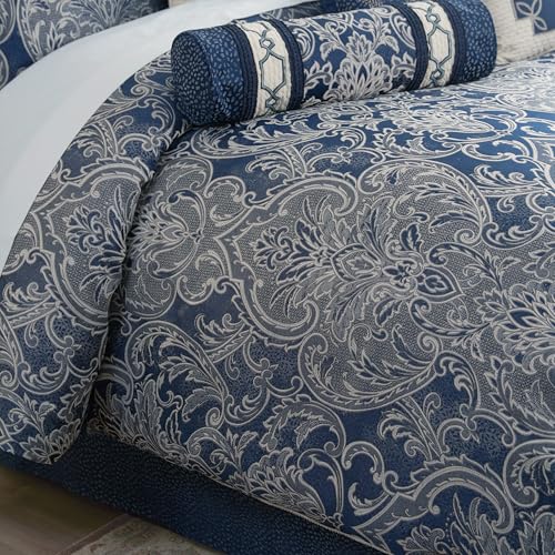 Parure de lit Waterford bleu marine en polyester pour grand lit - 8