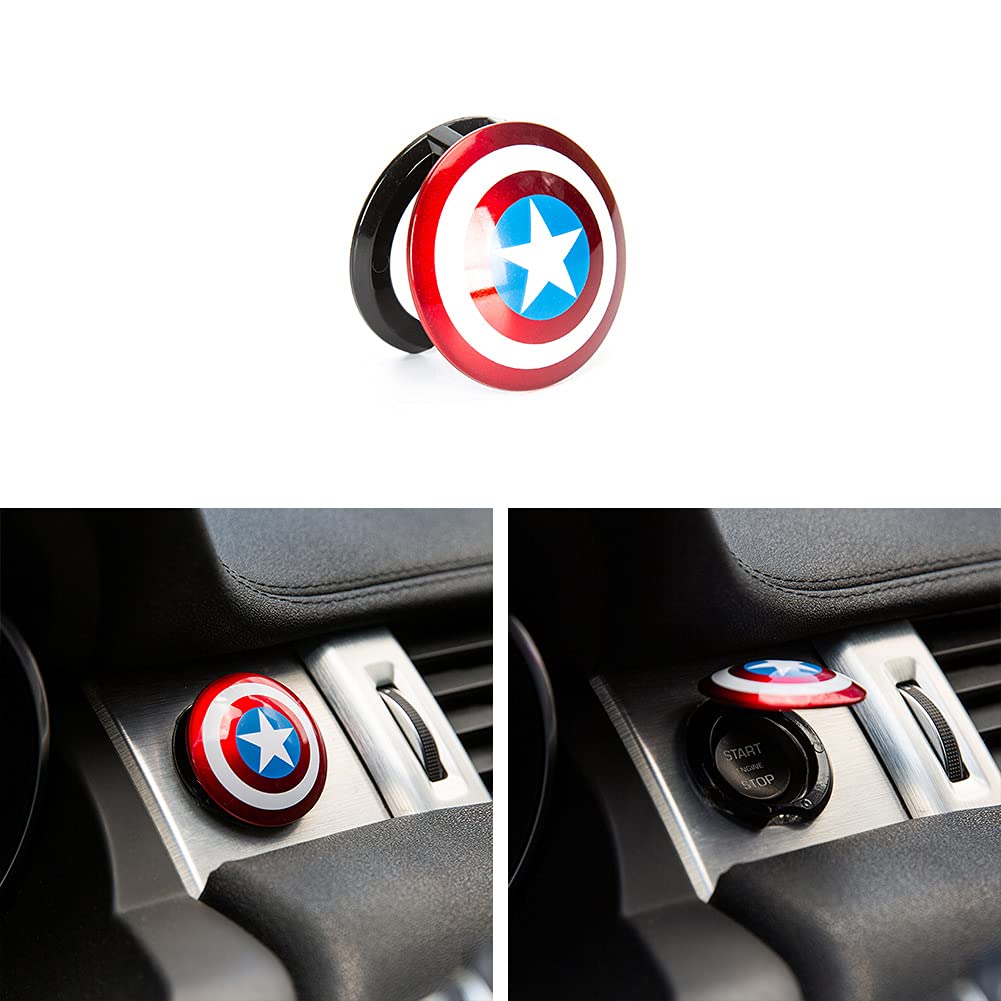 Captain America Car Start Ring Car Engine Start Button Protector Cover 3D ABS Ignition Switch Decorative Cover