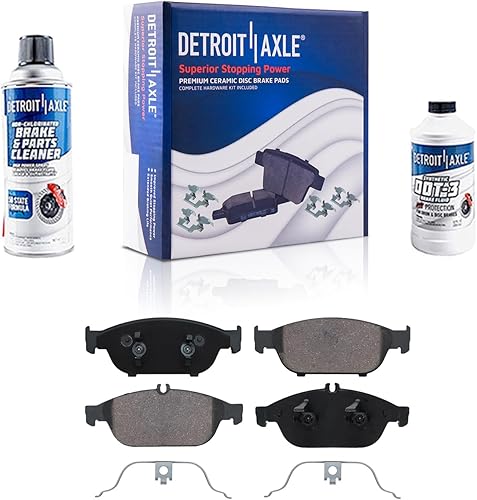 Detroit Axle - Pastillas de freno delanteras RWD para 2012 2013 2014 Mercedes-Benz E550 Base Pastillas de freno de cerámica con reemplazo de hardware