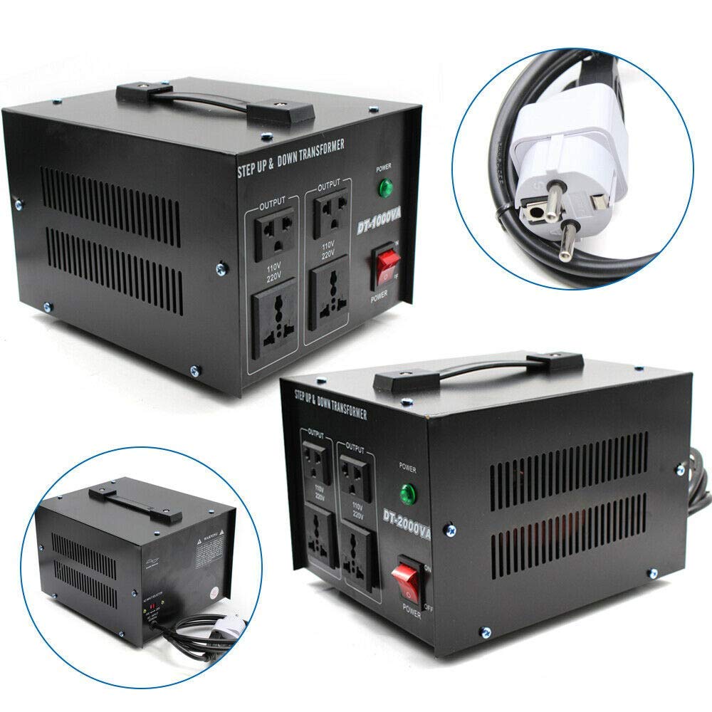 Transformador de tensión (220 V/240 V a 110 V, enchufe europeo, 1000 W, convertidor de 1000 W)