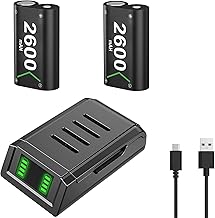 Controller Battery Charger with 2 Rechargeable Battery for Xbox One Controller, uowlbear 2600mAh High Capacity Battery for Xbox Series x/s, Xbox One, Xbox One S, Xbox One X, Xbox One Elite Controller