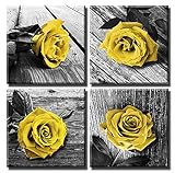 Yellow Decor Canvas Wall Art Valentine Christmas Decorations for Home Rose Flowers Pictures for...