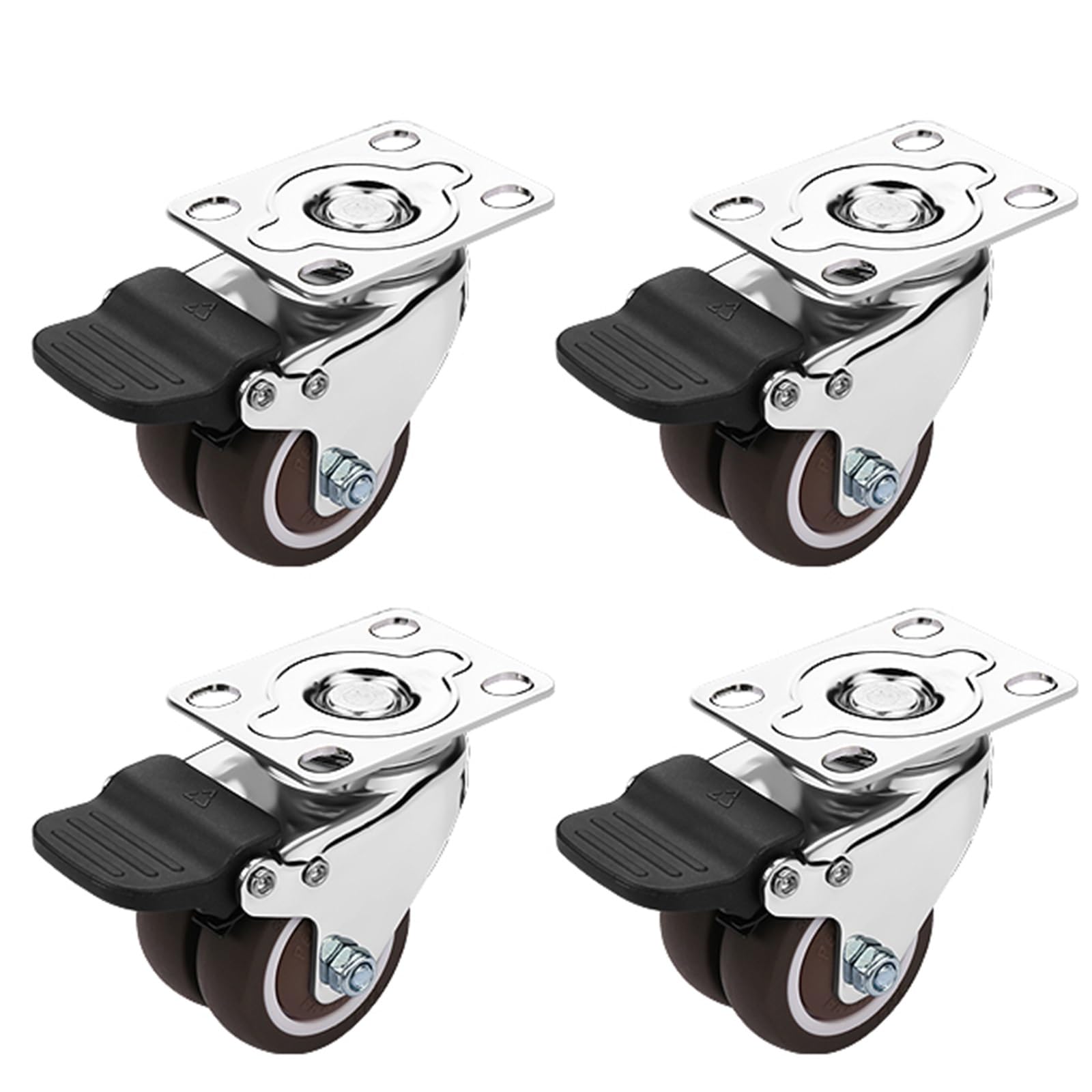 Wytrzymały, cichy, uniwersalny hamulec, podwójny hamulec, wielokierunkowe koło pasowe do przemysłowego wózka na przyczepie z płaską platformą(1.5inch,Brake wheel)
