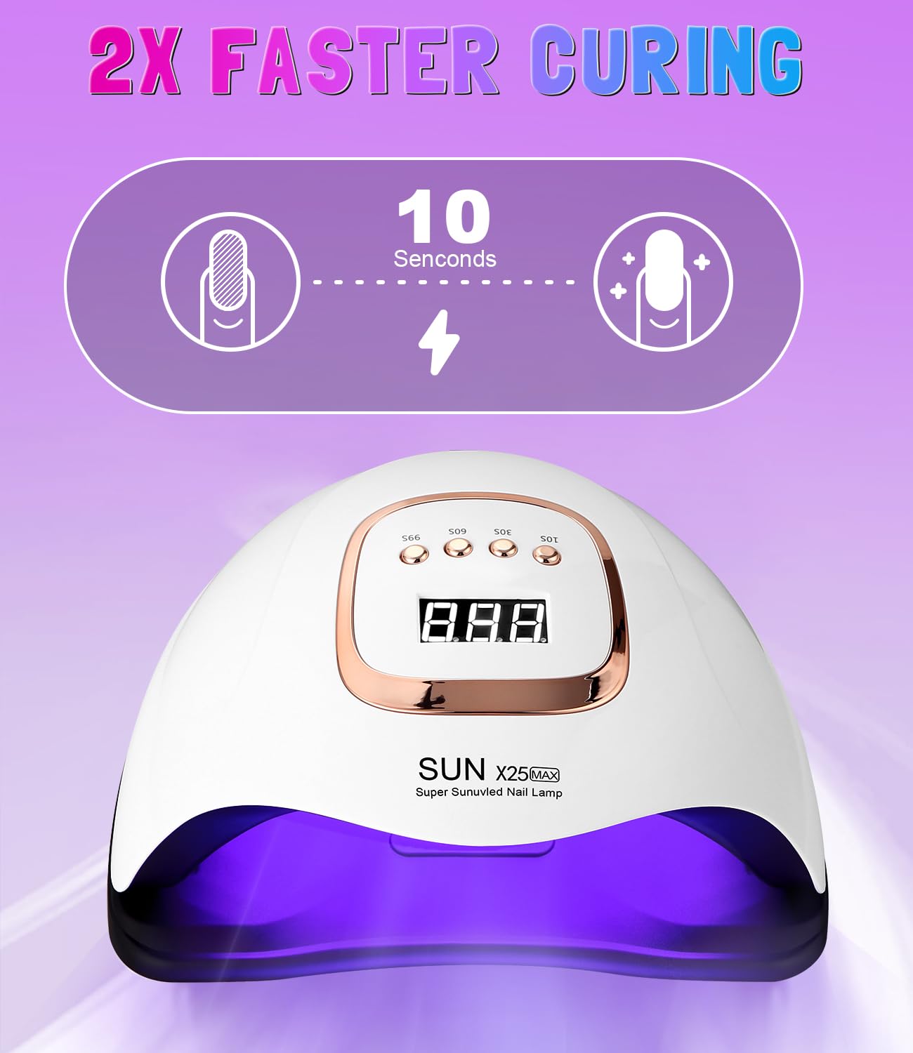 Lampada UV LED Unghie, 380W Professionale Semipermanente Curare Rapidamente Pedicure Fornetto Unghie per Tutti i Smalti, Automatico Sensore e Schermo 4 Timer per Manicure a Casa e in Salone