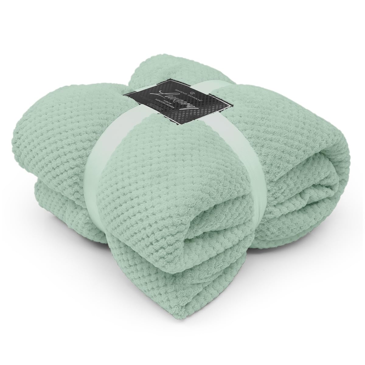 Gc Gaveno Cavailia Popcorn-Duck Egg Teddy Popcorn Throw Fleece Travel Blanket, Lightweight Honeycomb Blanket For Bed Settee Throws For Sofas Couch Chair, Double Size 150X200 Cm, Duck Egg