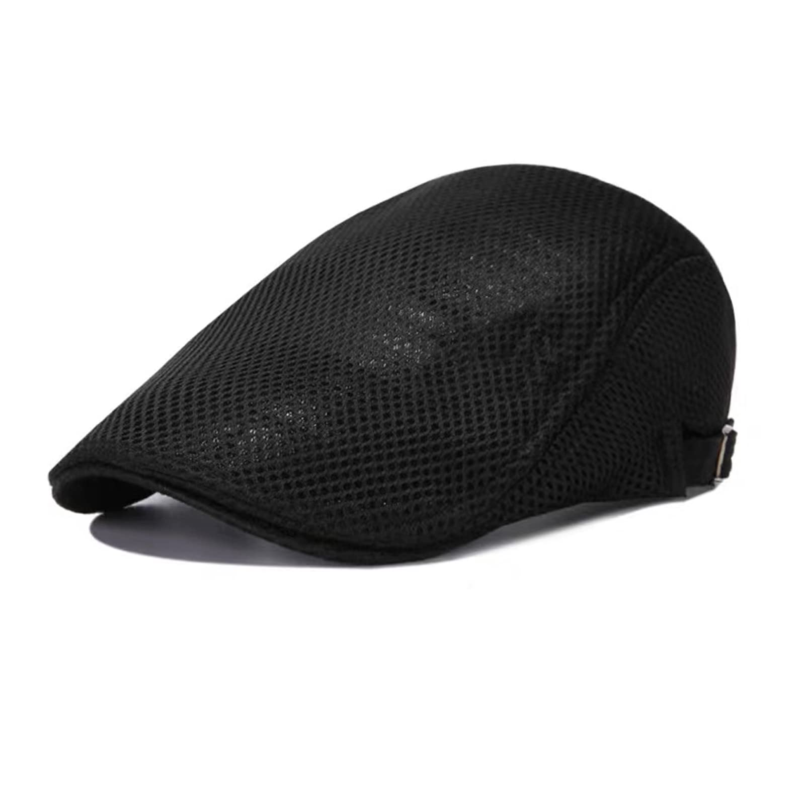 HNJKJEU Gorras Plana de Malla Gorro de Periódicos de Verano Boinas de Hombre Verano Gorra Plana Ajustable para Hombre de Verano de Poliéster Transpirable, Sombrero Hombre de Verano55-60 cm