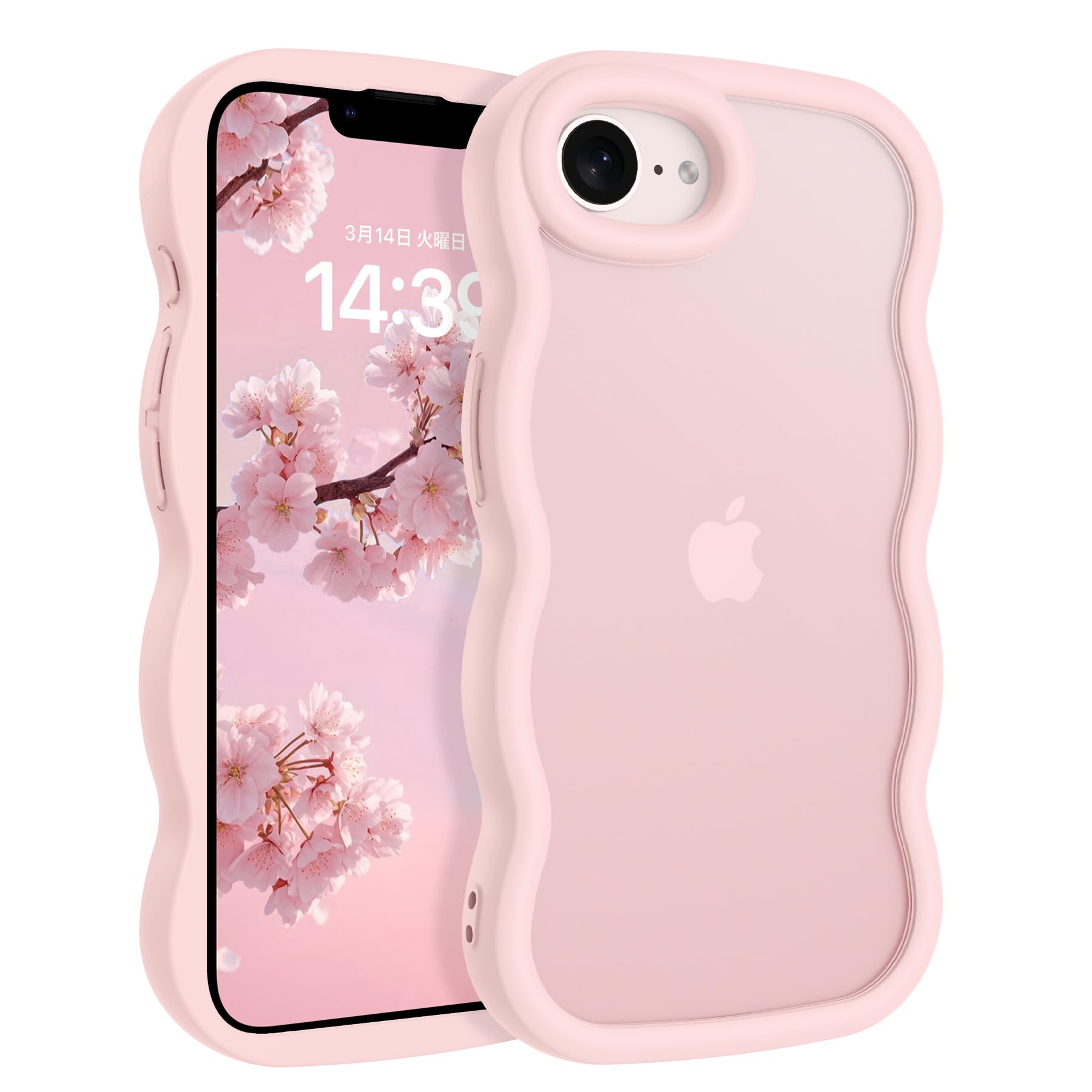 BENTOBEN iPhone 17e/16e 用 ケース 【波型ウェーブ】 半透明マット かわいい グリップ 韓国 耐衝撃 黄変防止 指紋防止 レンズ保護 滑り止め 軽量 ストラップホール付き うねうね あいふおん17e/16e 用 ケース ピンク