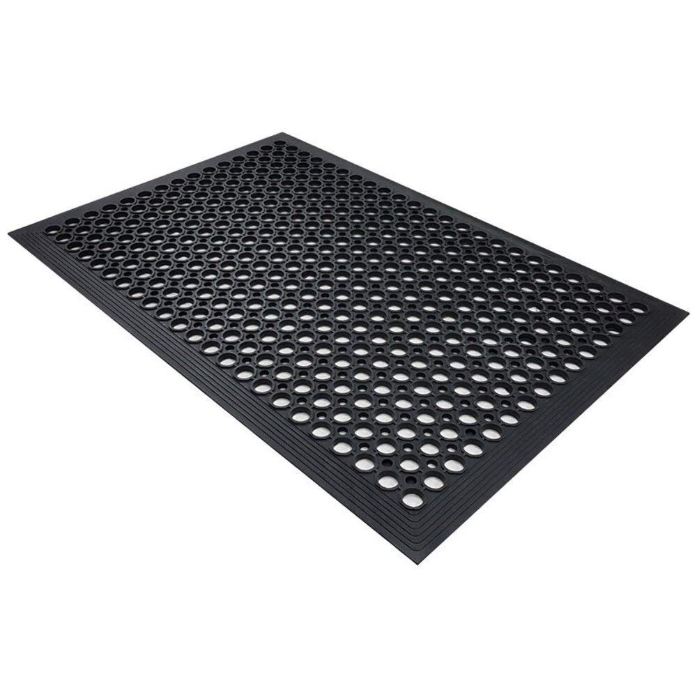 Rubber Mats Outdoor Entrance Non Slip Anti Fatigue Drainage Holes (Rubber Rings, 90cm x 150cm)