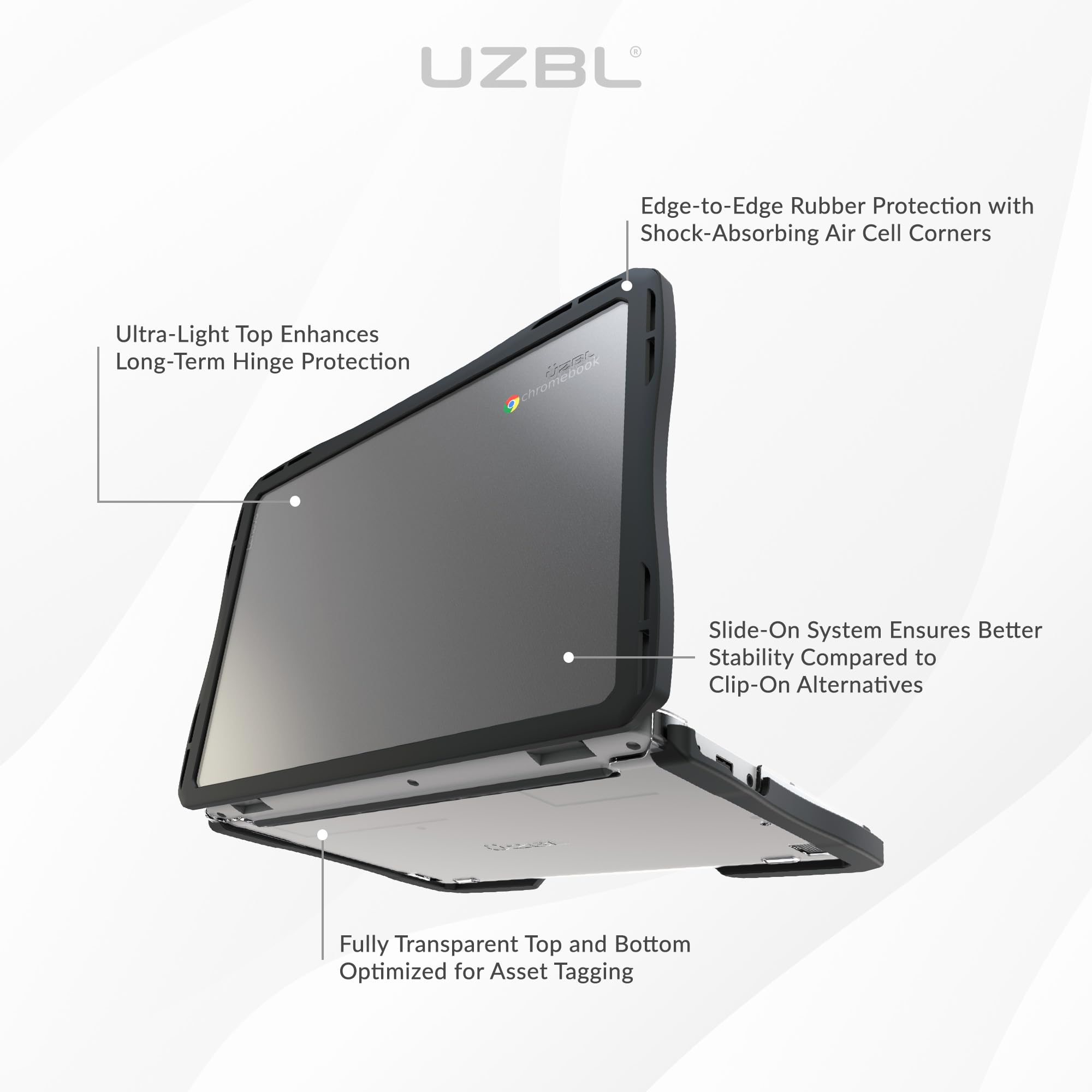 UZBL Air - Custodia rigida per Chromebook HP G11 da 14 pollici, custodia protettiva trasparente K-12 a prova di studenti (confezione da 1)