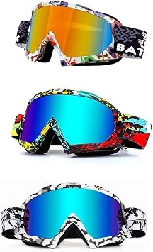 Zsling 3 pcs OTG Ski Snow Goggles, UV Protection Anti Fog Snowboard Goggles for Men Women Youth Snow Sports Goggles White Colorful And Colour+color Lens color