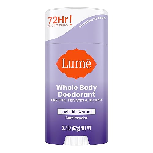 Lume Desodorante para todo el cuerpo, barra de crema invisible, control de olores de 72 horas, sin aluminio, sin bicarbonato de sodio, seguro para