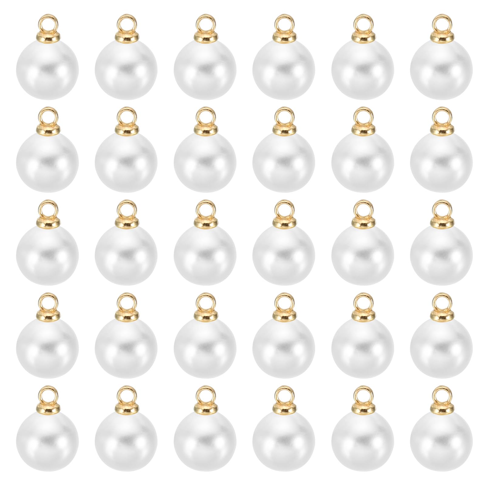 PATIKIL 5mm Pearl Charm, 100pcs Pearl Beads Faux Pearl Pendant Charm Beautiful DIY for Making s s Wedding Crafts Golden White
